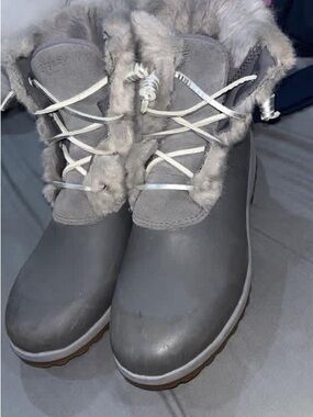 Sperry Grey Faux-Fur Lined Winter Lace-Up Boots